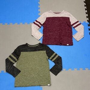 Kids Long-Sleeve Colorblock sweaters - Olive/Charcoal Maroon/Cream med gap kids